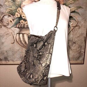 NWOT Cynthia Rowley Python Snakeskin Leather Large Shoulder Bag Purse